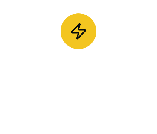 Graphic with a yellow lightning bolt icon above the text 'PROMPT COMMUNICATION' and a subtitle 'From first contact to project completion' on a black background.
