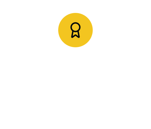 Icon of a yellow medal with a black ribbon, above the words "QUALITY WORKMANSHIP" and the phrase "Every job completed to the highest standards" on a black background.