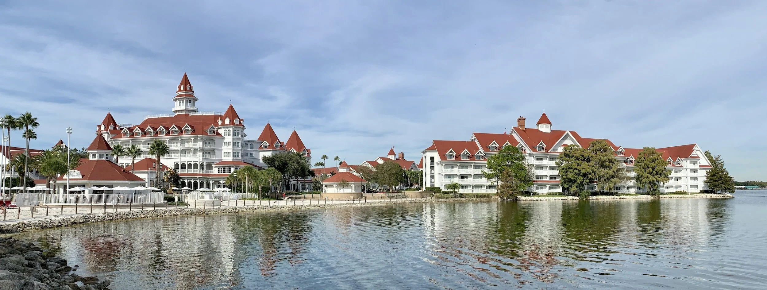 Disney’s Grand Floridian Resort and Spa beside Seven Seas Lagoon at Walt Disney World.