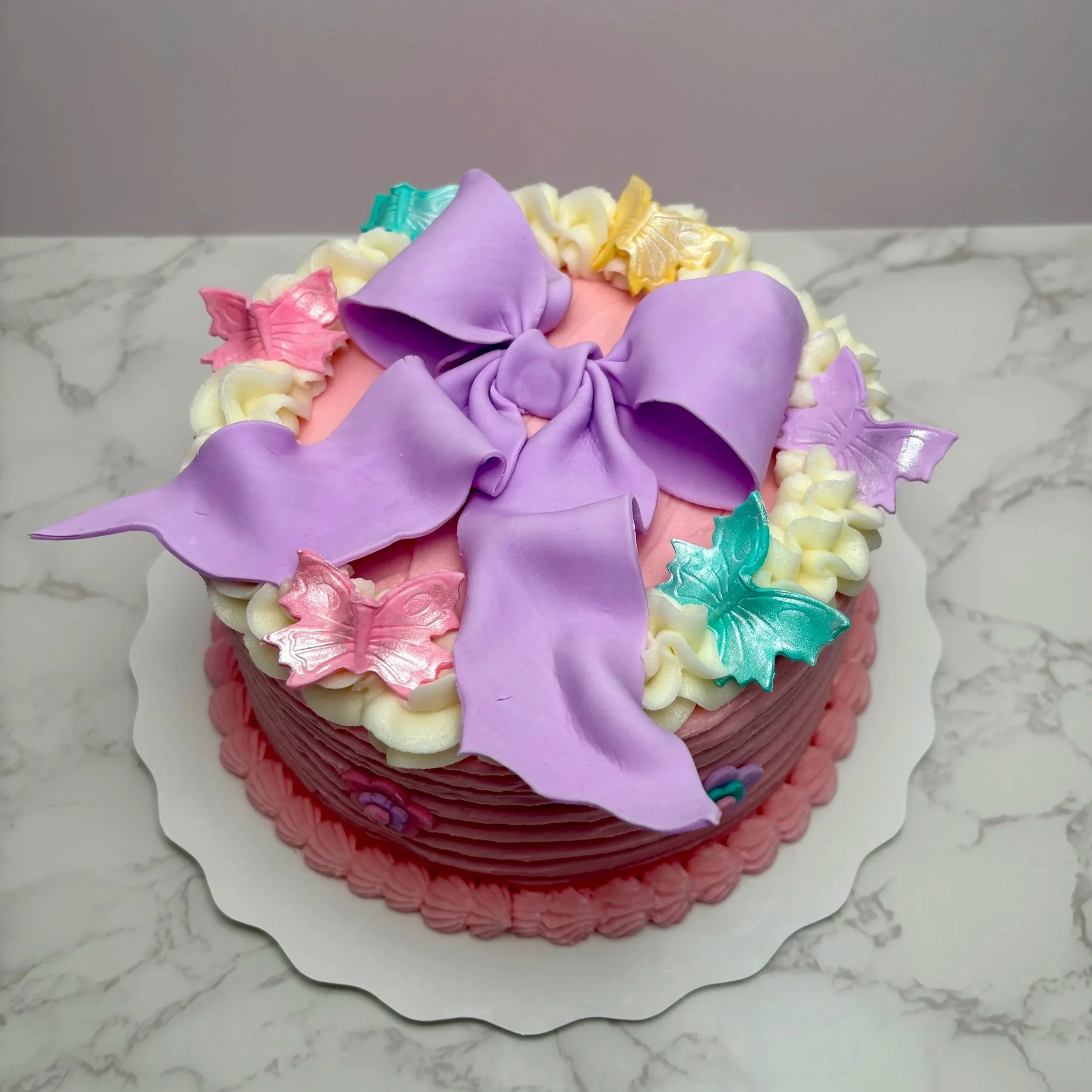 Custom Bows and Butterflies Cake