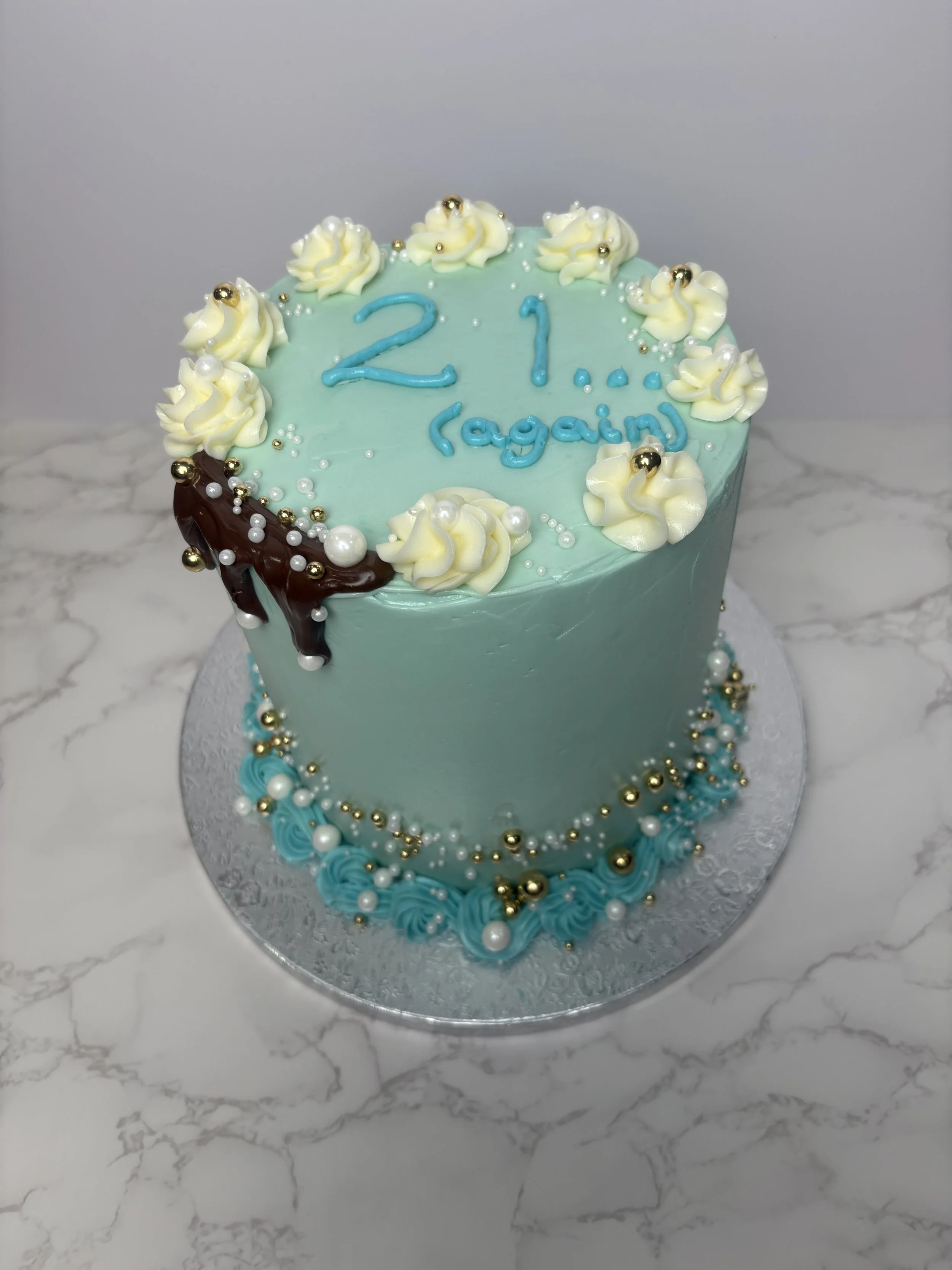 Custom Blue Birthday Cake