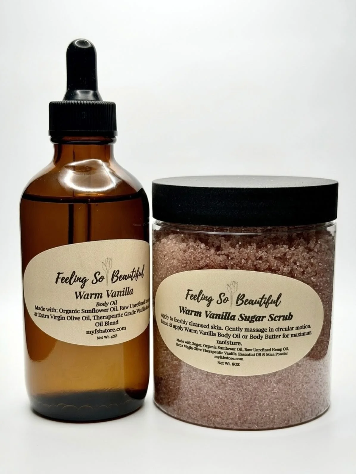 The Lavish Kit - Warm Vanilla 🤎

A perfectly paired body oil and sugar scrub designed to soften, smooth, and deeply nourish your skin. This duo works together to exfoliate, hydrate, and leave you feeling pampered from head to toe.

Wrapped in a warm