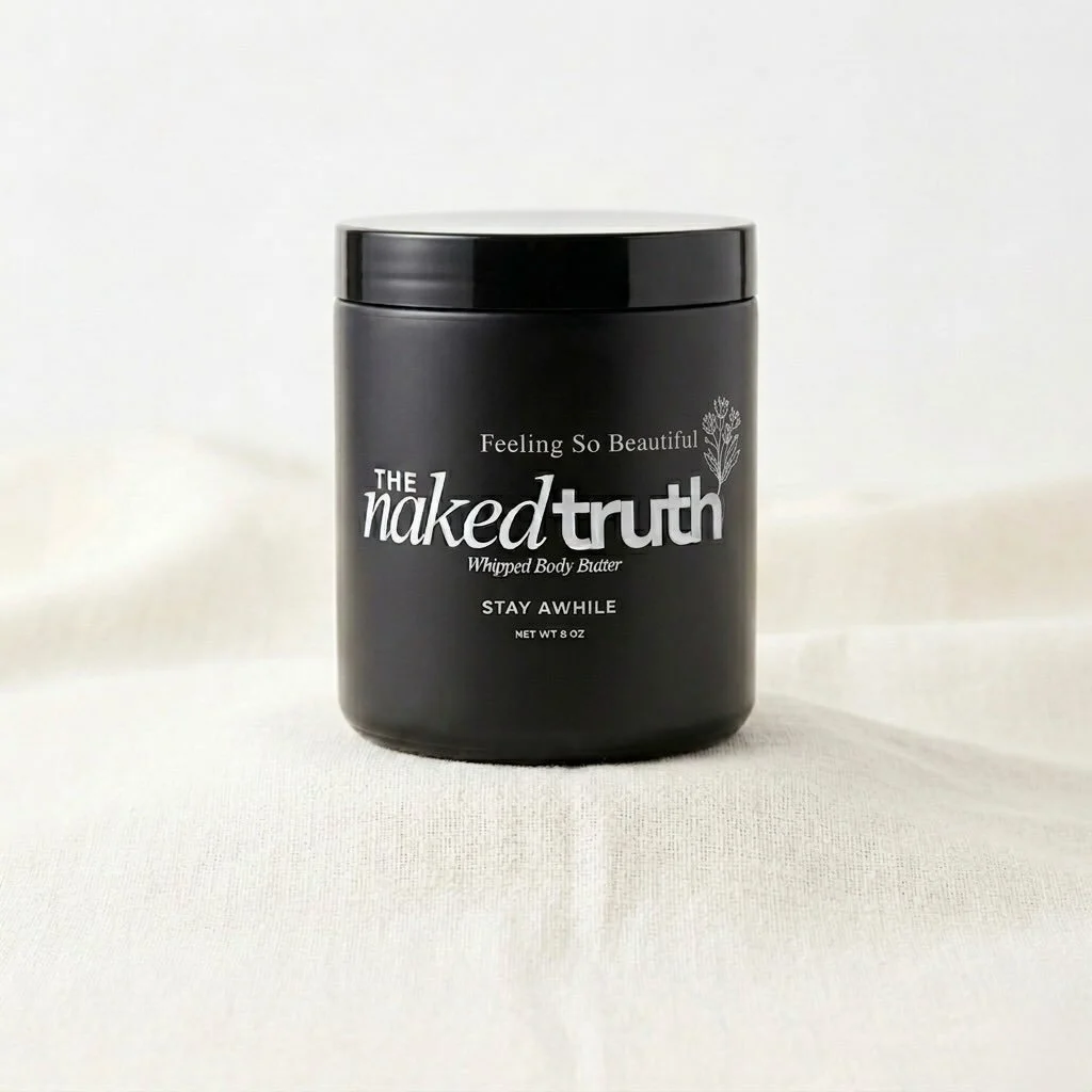The Naked Truth &mdash; Stay Awhile (Black Raspberry Vanilla)🖤

A rich, whipped body butter that melts into the skin, leaving it soft, smooth, and deeply nourished without any heaviness.

This warm black raspberry vanilla scent&mdash;Stay Awhile&mda
