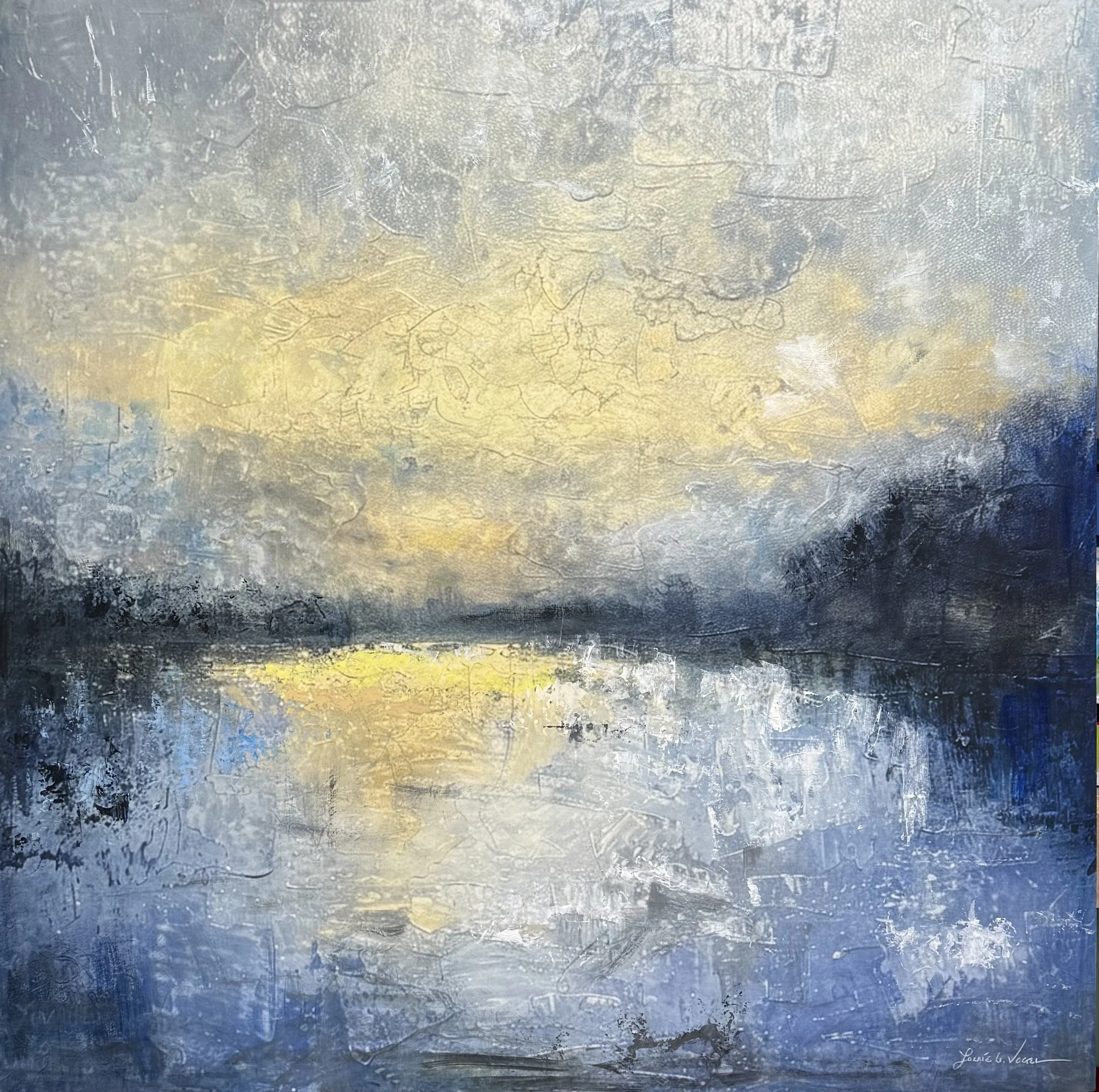 Dreamy Dawn, 2026. Encaustic Mixed Media, on cradle panel - 36"x36"x1.5"