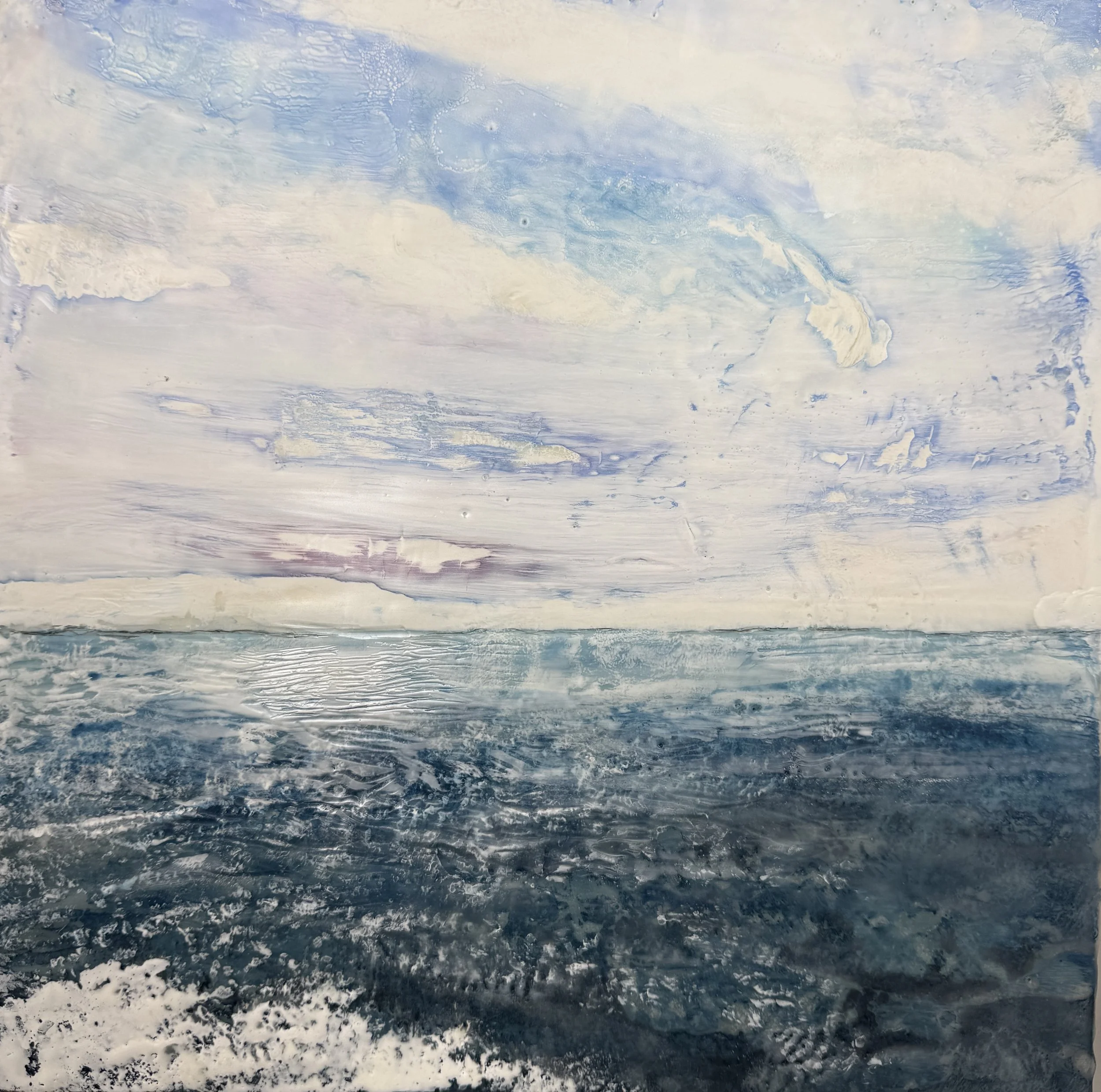 Eye of the storm, 2026. Encaustic Mixed Media, on cradle panel - 12"x12"x.25"
$380