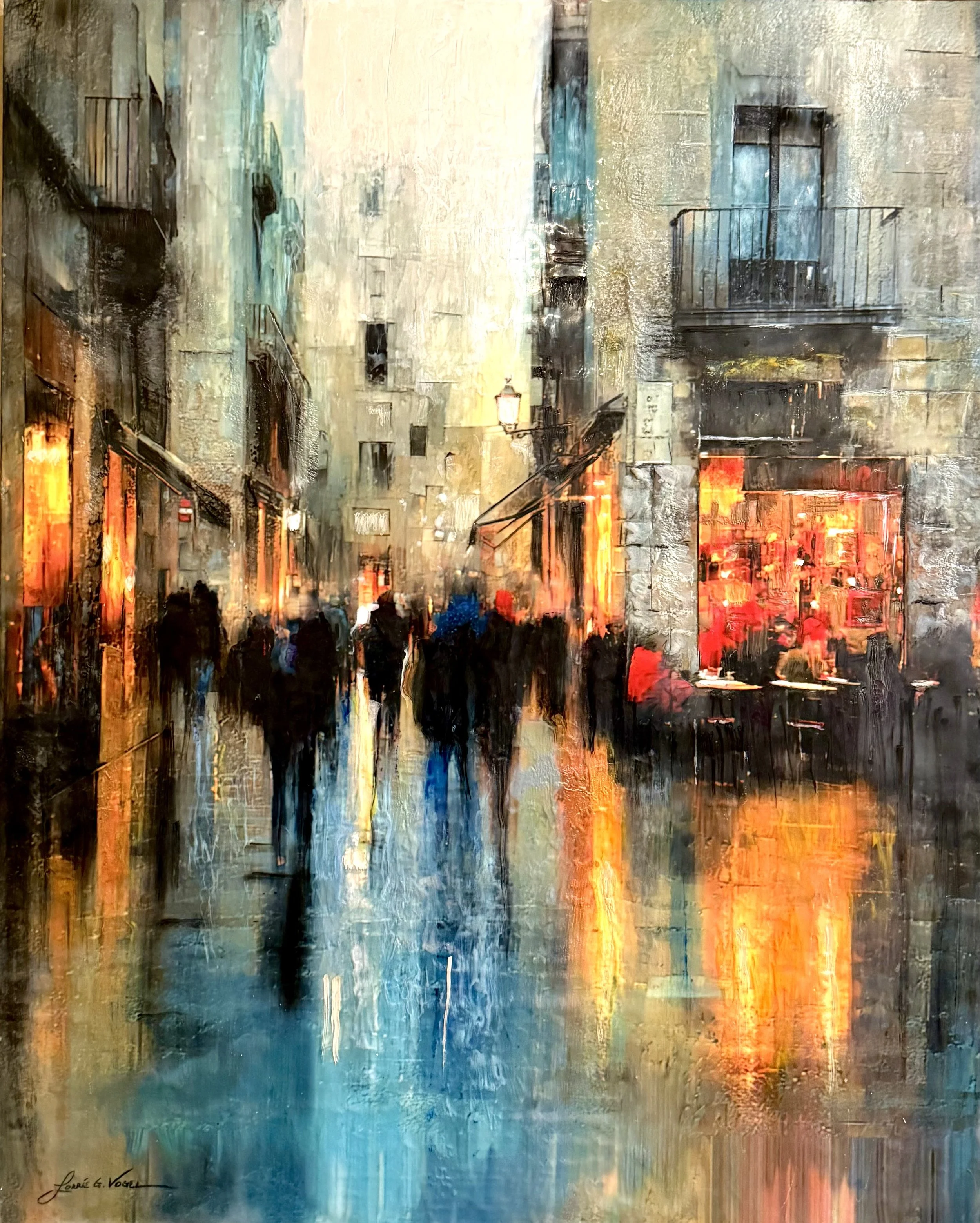 Barcelona, 2025. Encaustic Mixed Media, on cradle panel - 24" x 30" x .75"