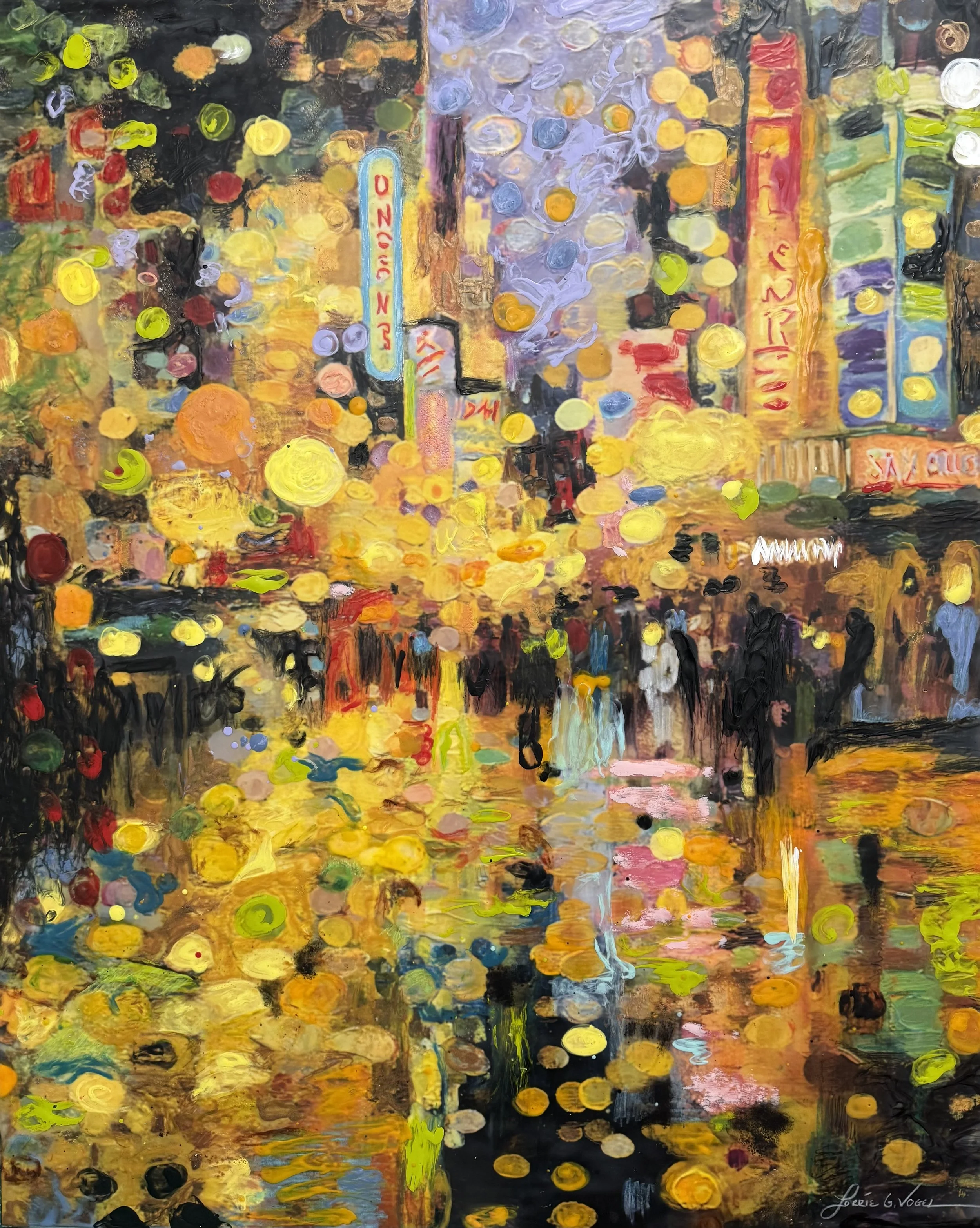 City Pulse, 2026. Encaustic Mixed Media, on cradle panel - 24"x30"x1.5"