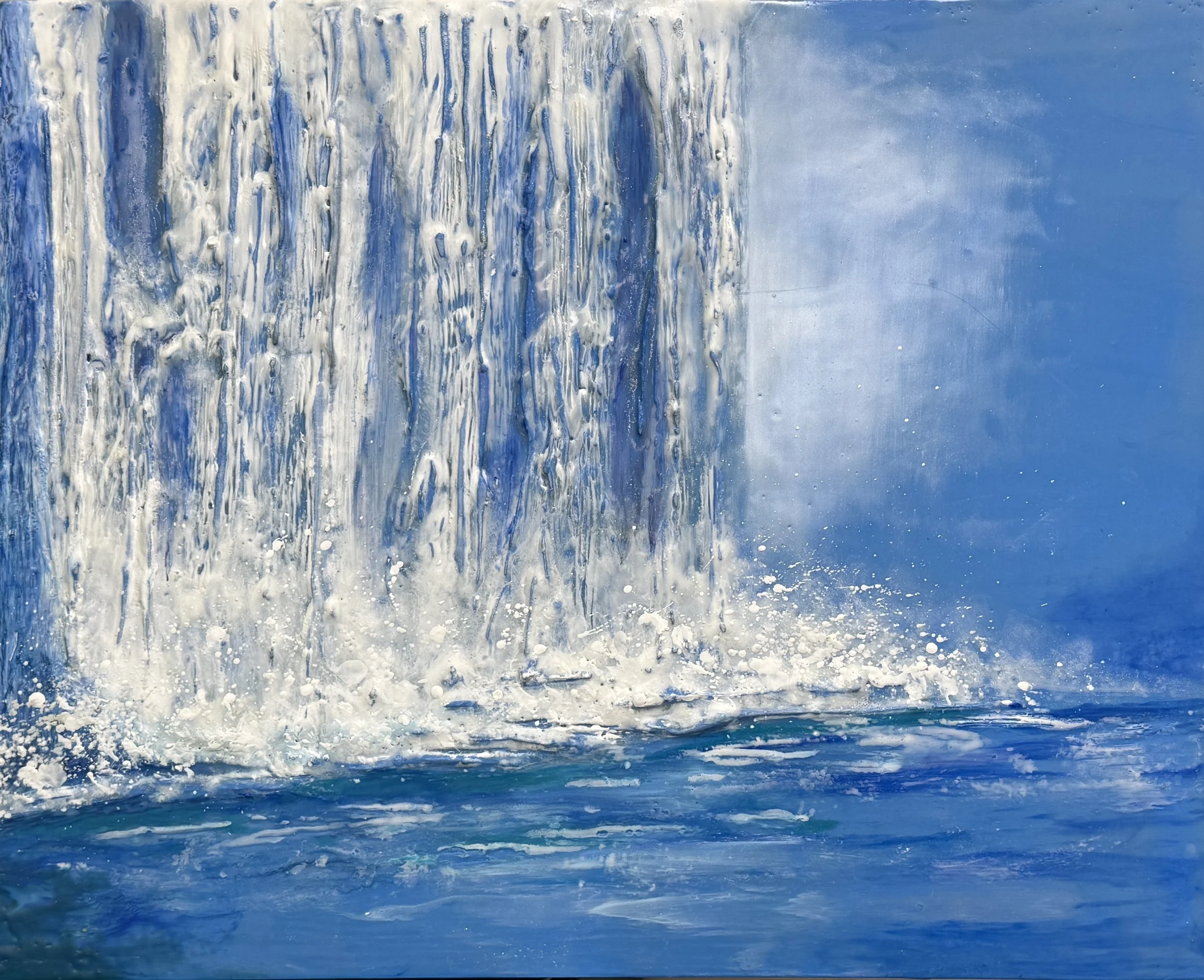 Falling Silence, 2026. Encaustic Mixed Media, on cradle panel - 16"x20"x1.5"