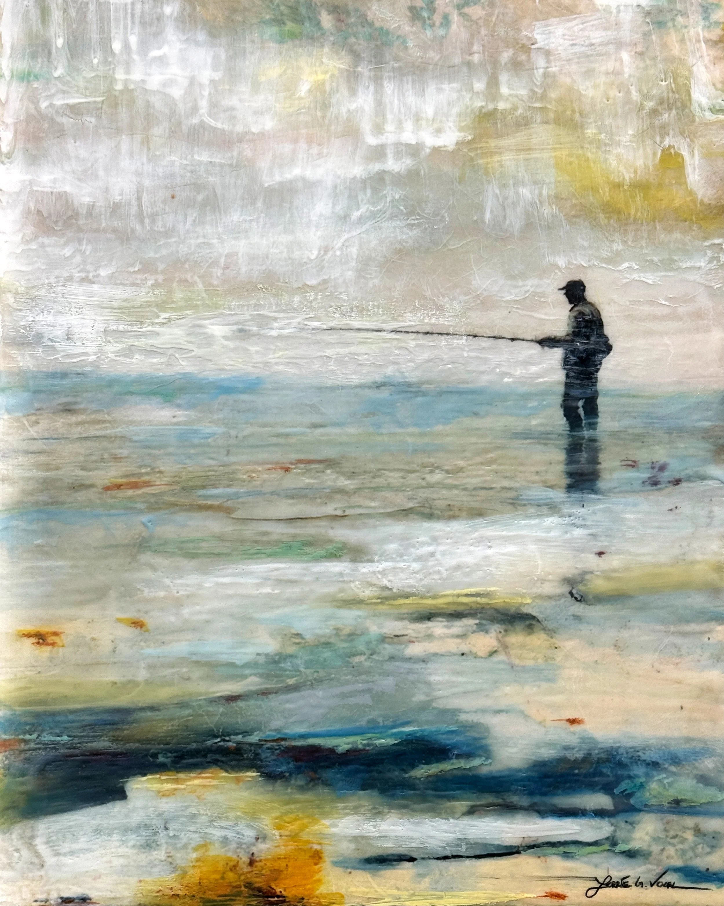 My Lucky Spot, 2026. Encaustic Mixed Media, on cradle panel - 16"x20"x1.5"