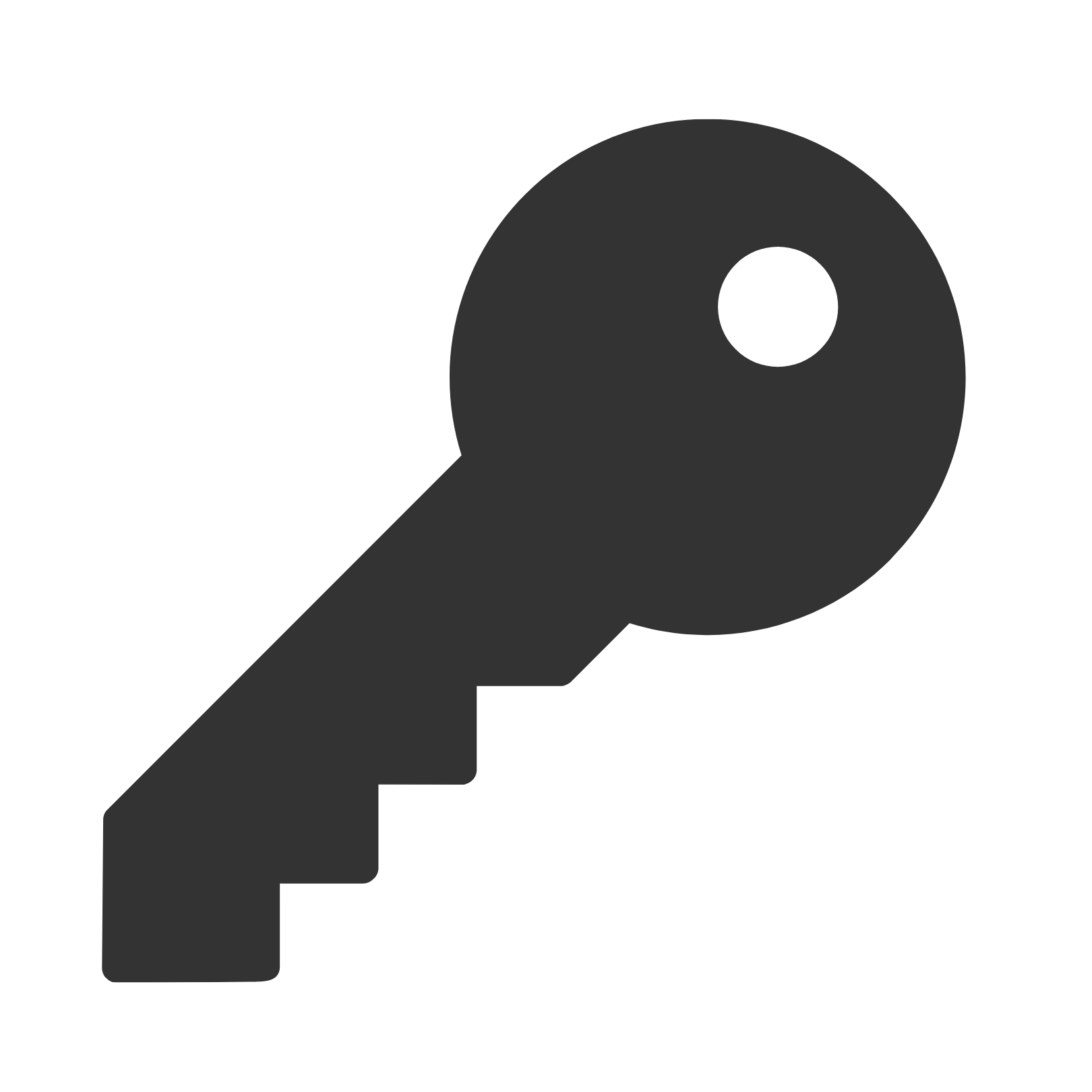 Simple black and white icon of a key.