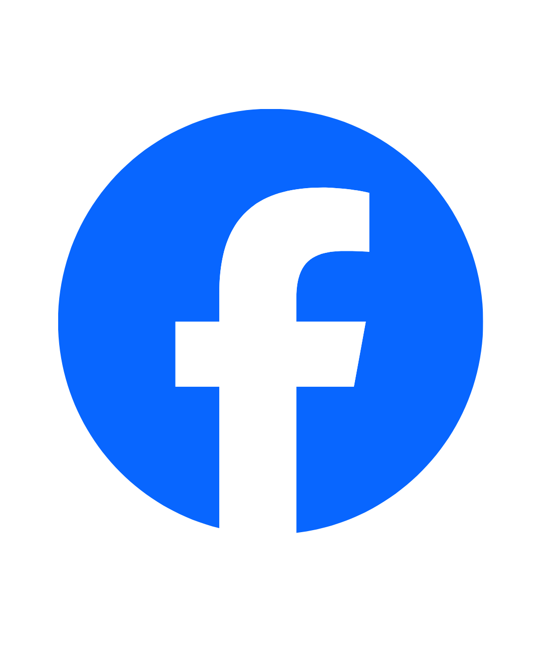 Facebook logo with a blue circle and a white lowercase 'f' in the center.
