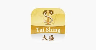 Logo with a gold background, a dollar sign at the top, and the name 'Tai Shing' with Chinese characters below.
