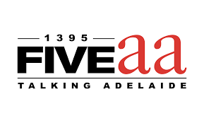 Logo with the text '1395 Fiveaa Talking Adelaide' in black and red.