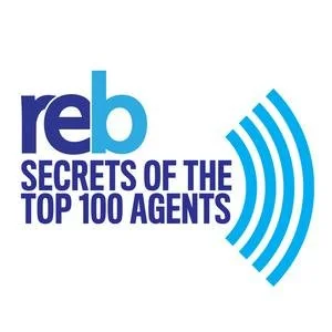 Reb Secrets of the Top 100 Agents logo with blue text and a sound wave graphic.