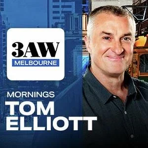 Promotional image for 3AW Melbourne featuring Tom Elliott from mornings, with his headshot and 3AW logo.