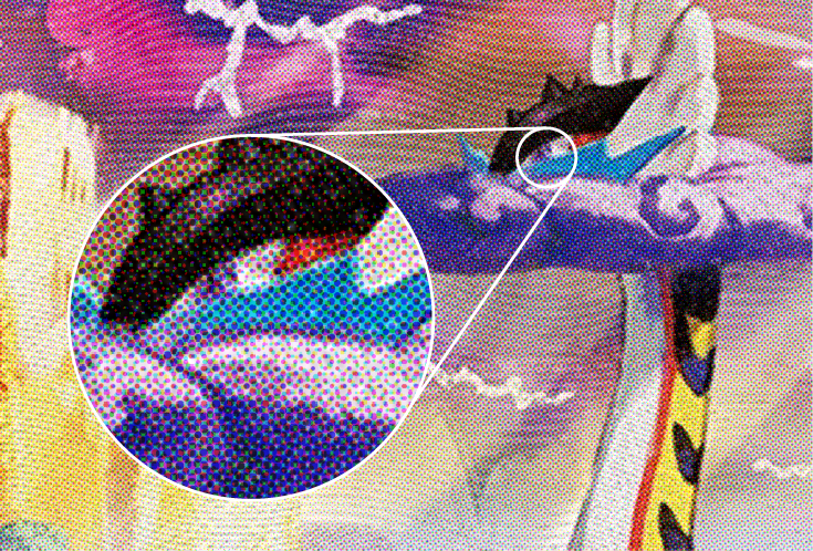 Ilustração de um dragão com detalhes coloridos, incluindo escamas e asas, em estilo artístico.