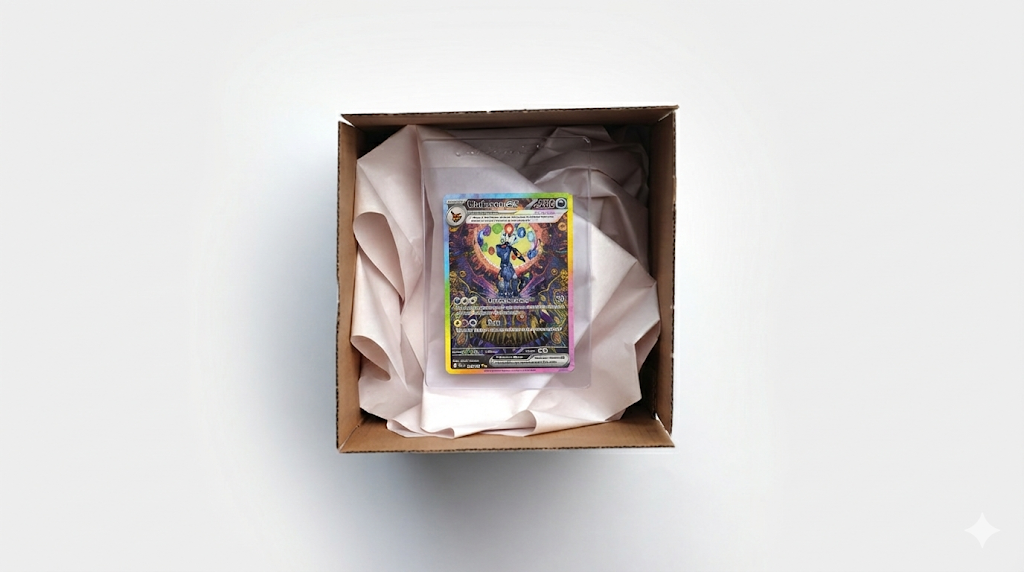 Carta de duplo amplificador em uma caixa com papel de embrulho branco