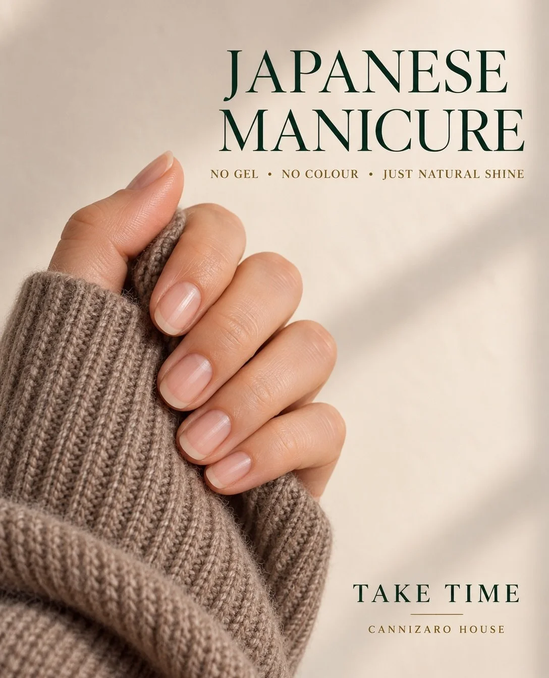 Want to try the no-manicure manicure trend? 🇯🇵 💅🏼 

Our Japanese Manicure is perfect if you love beautifully groomed, natural nails&mdash;or fancy a little break before your festive-season colour.

Hands are soaked before detailed cuticle work, c