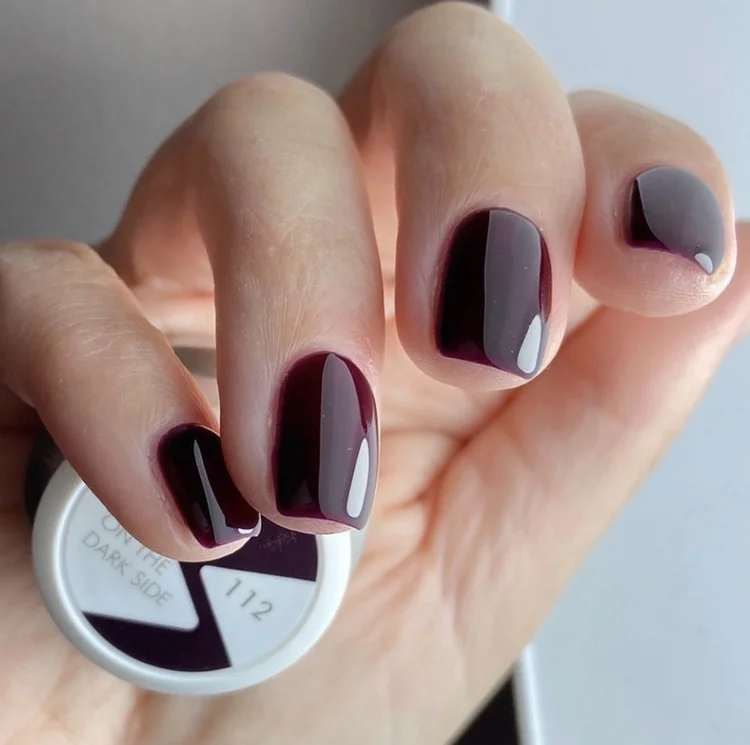 Finished deep plum manicure at Take Time in Wimbledon