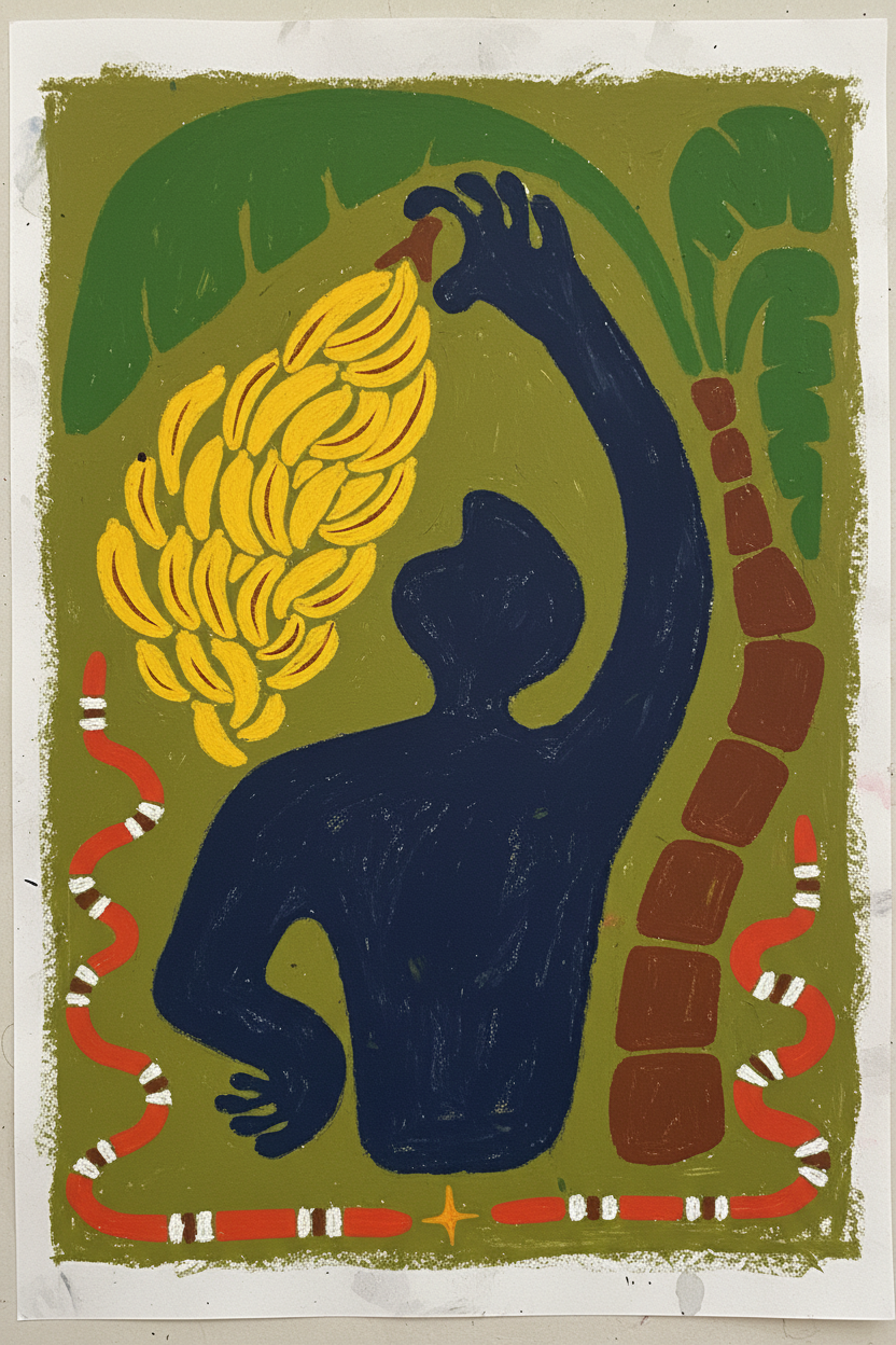 Olha a banana | Here's the banana - acrylic on paper