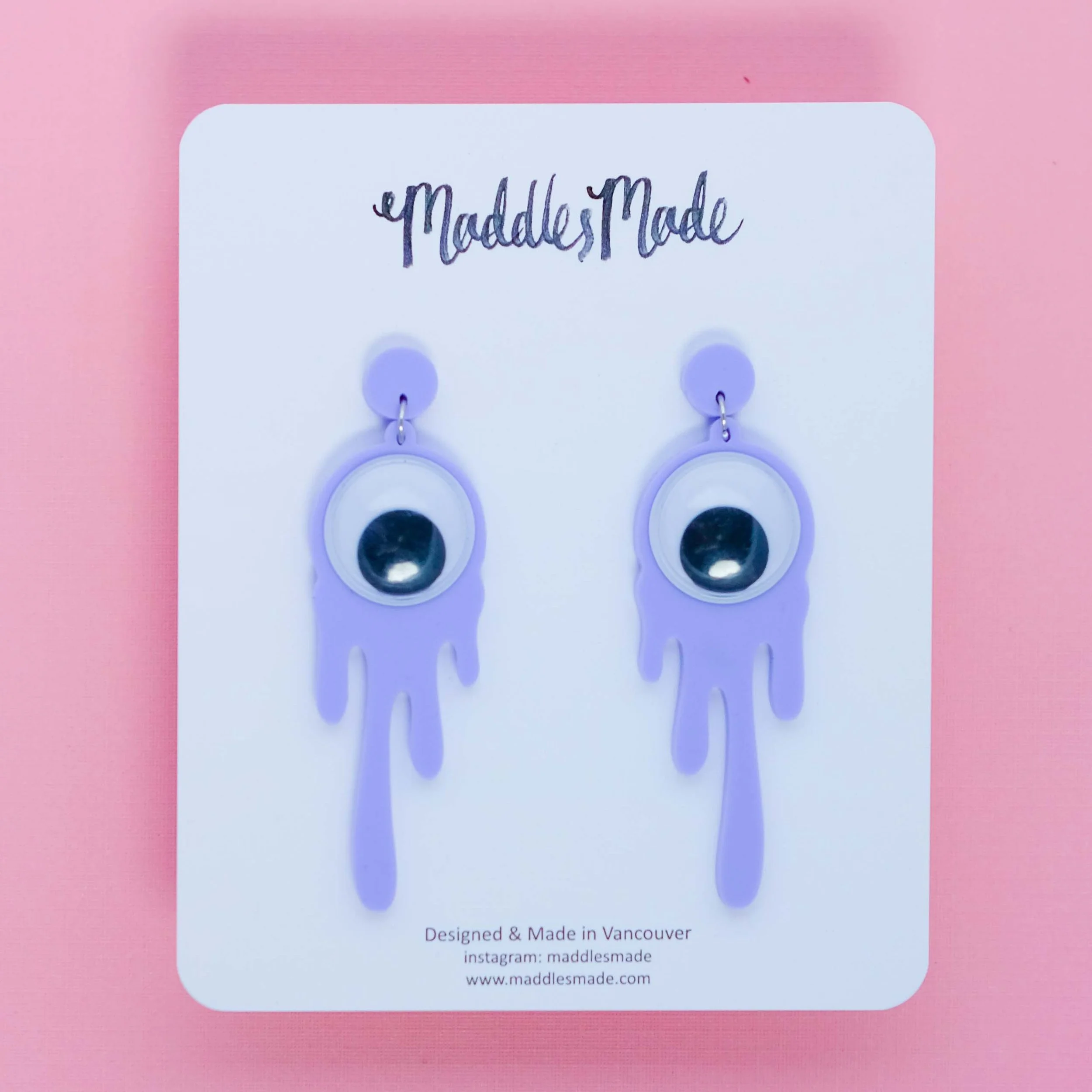 Acrylic Jewellery 'I See You' Earrings in Pastel Purple product shot