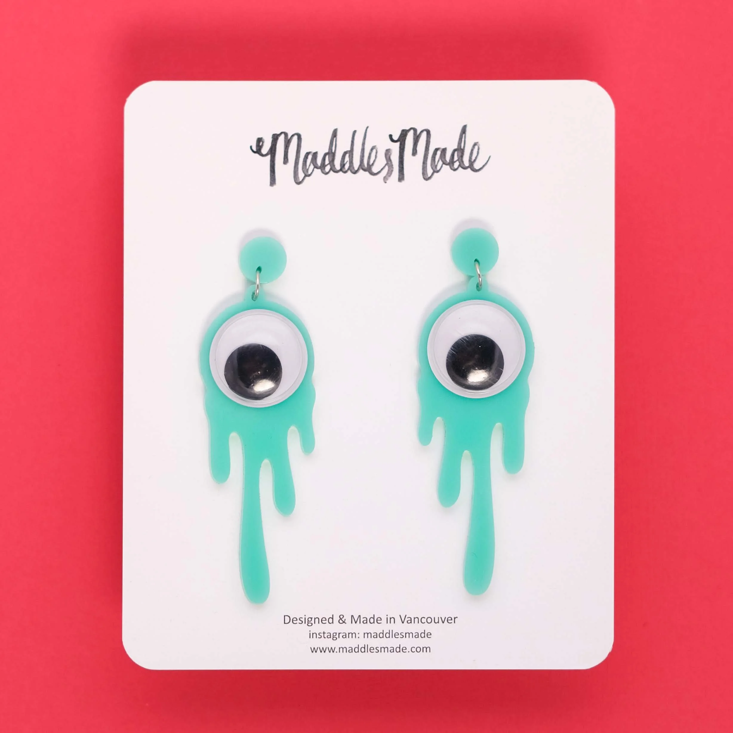 Acrylic Jewellery 'I See You' Earrings in Teal  product shot