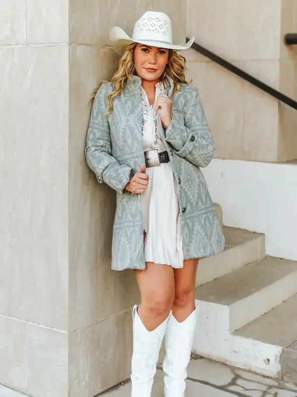 Vintage Cream Aztec Knitted Button Down Coat