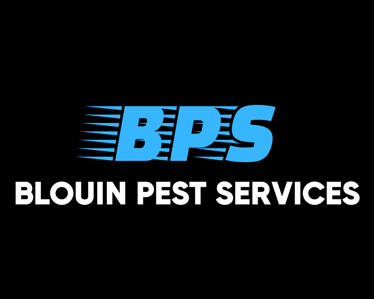 Logo for Blouin Pest Services featuring a stylized blue 'BPS' with speed lines and the company name in white text.