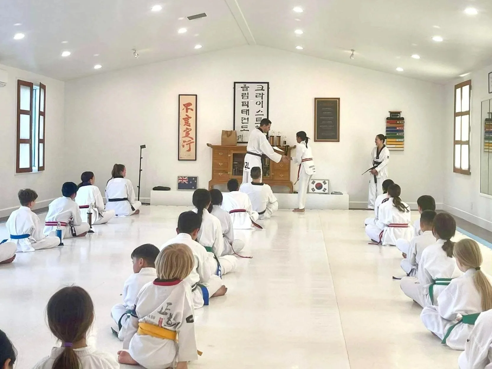 AB Olympic Taekwondo TKD Academy Christchurch Grading Results inside dojang