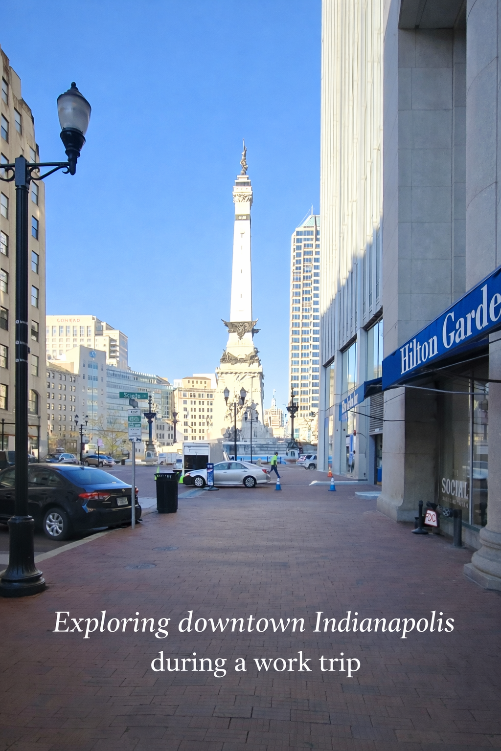 Monument Circle in downtown Indianapolis in the early fall morning.