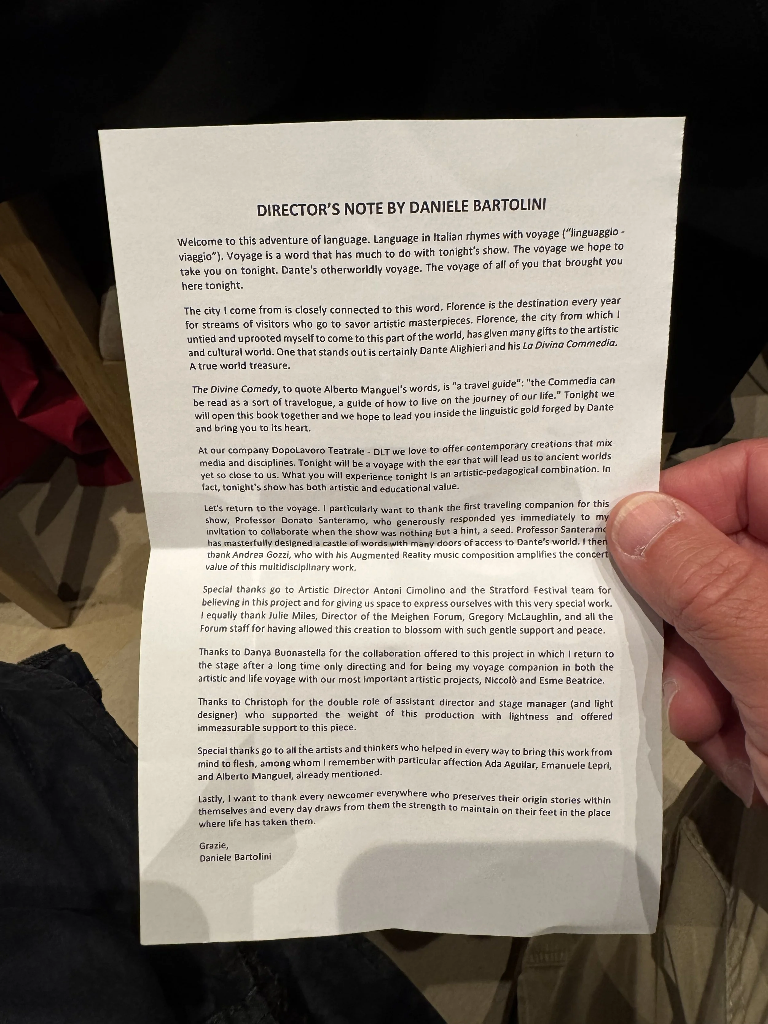 Dante's Inferno Playbill