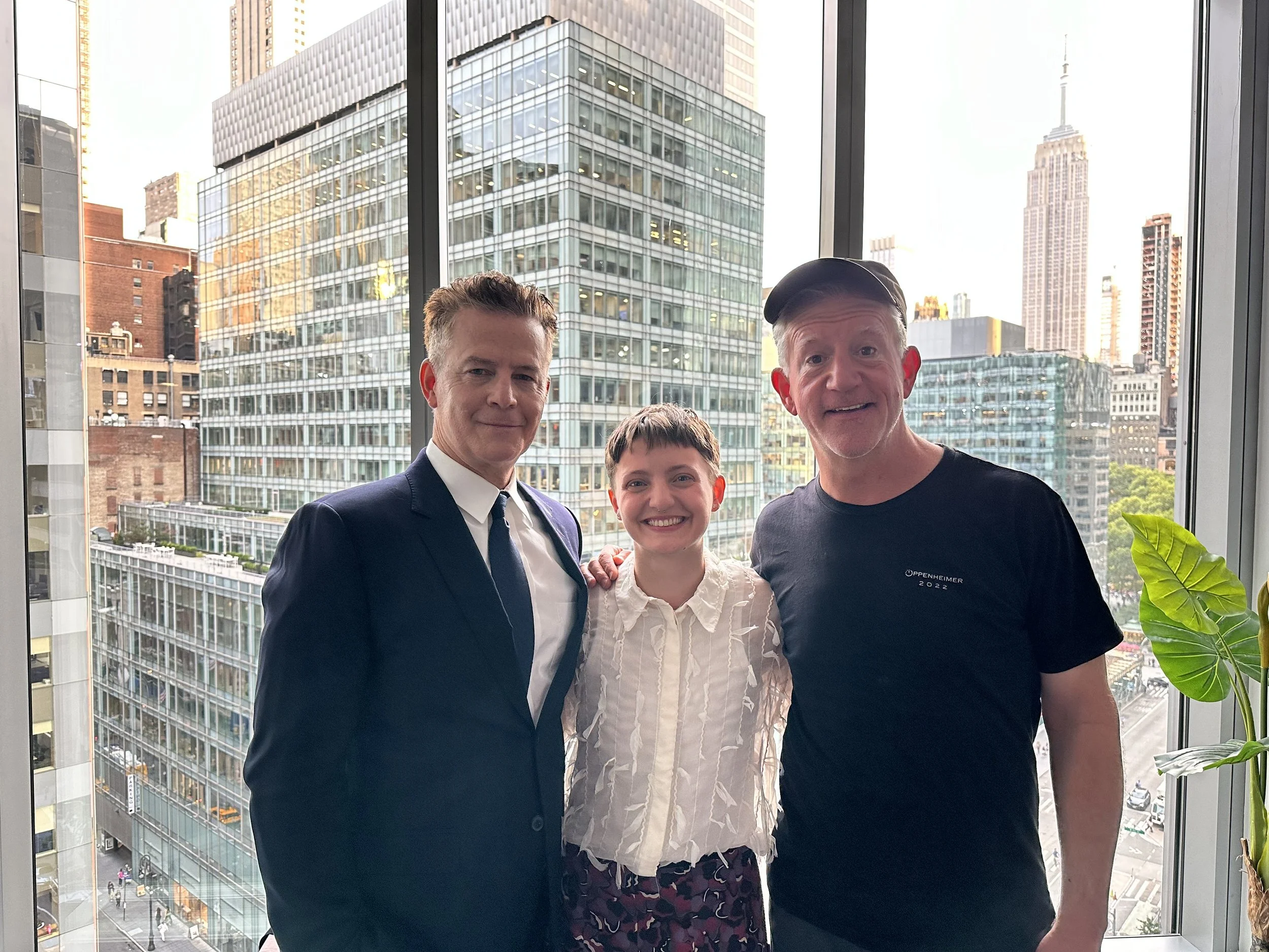 Ted King as Bill Lake, Ari Notartomaso as Kari River with director Gregory Jbara