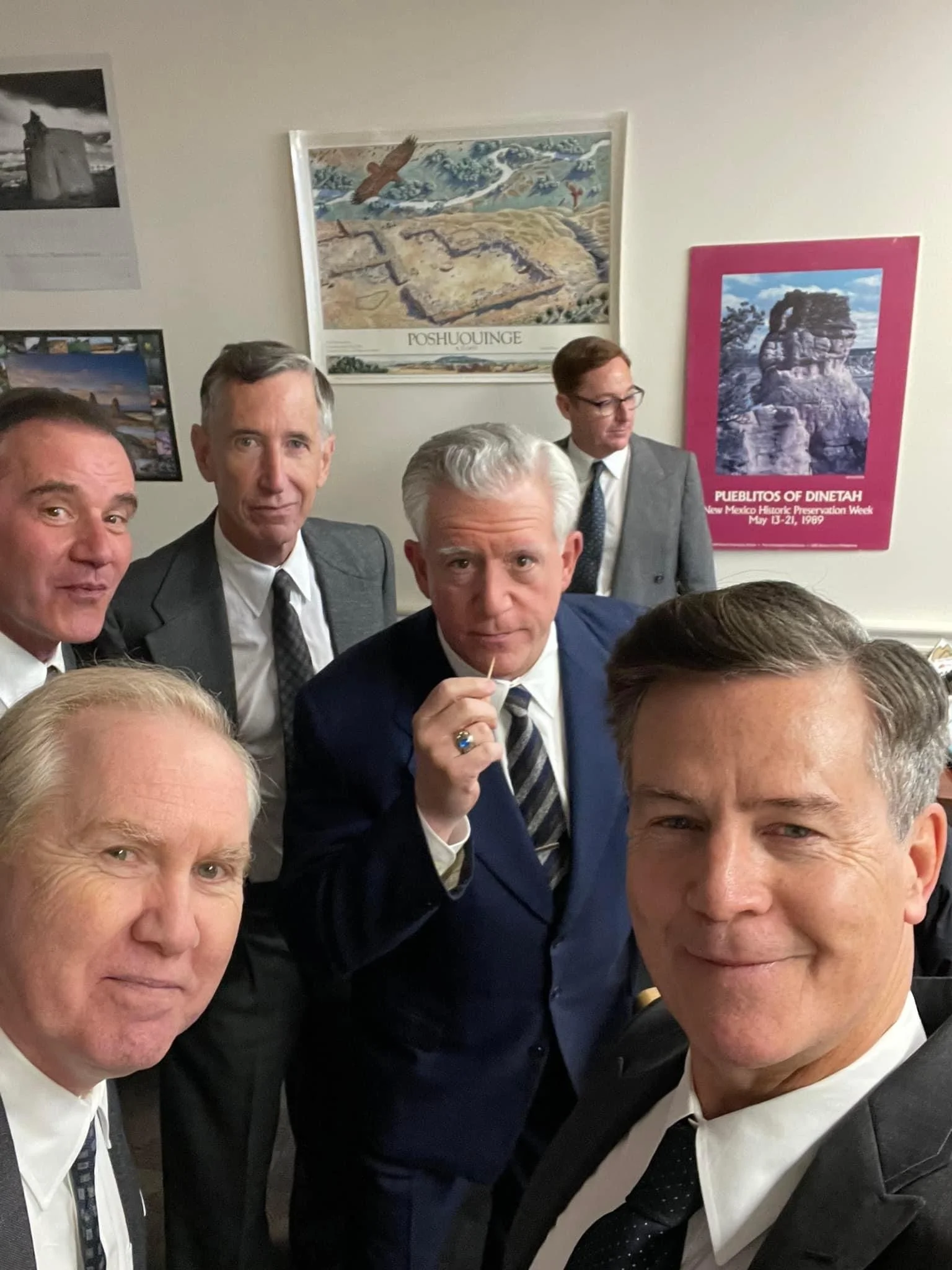 Harry Groener, Tim DeKay, Steven Houska, Gregory Jbara, Scott Grimes and Ted King between takes in Santa Fe, New Mexico.