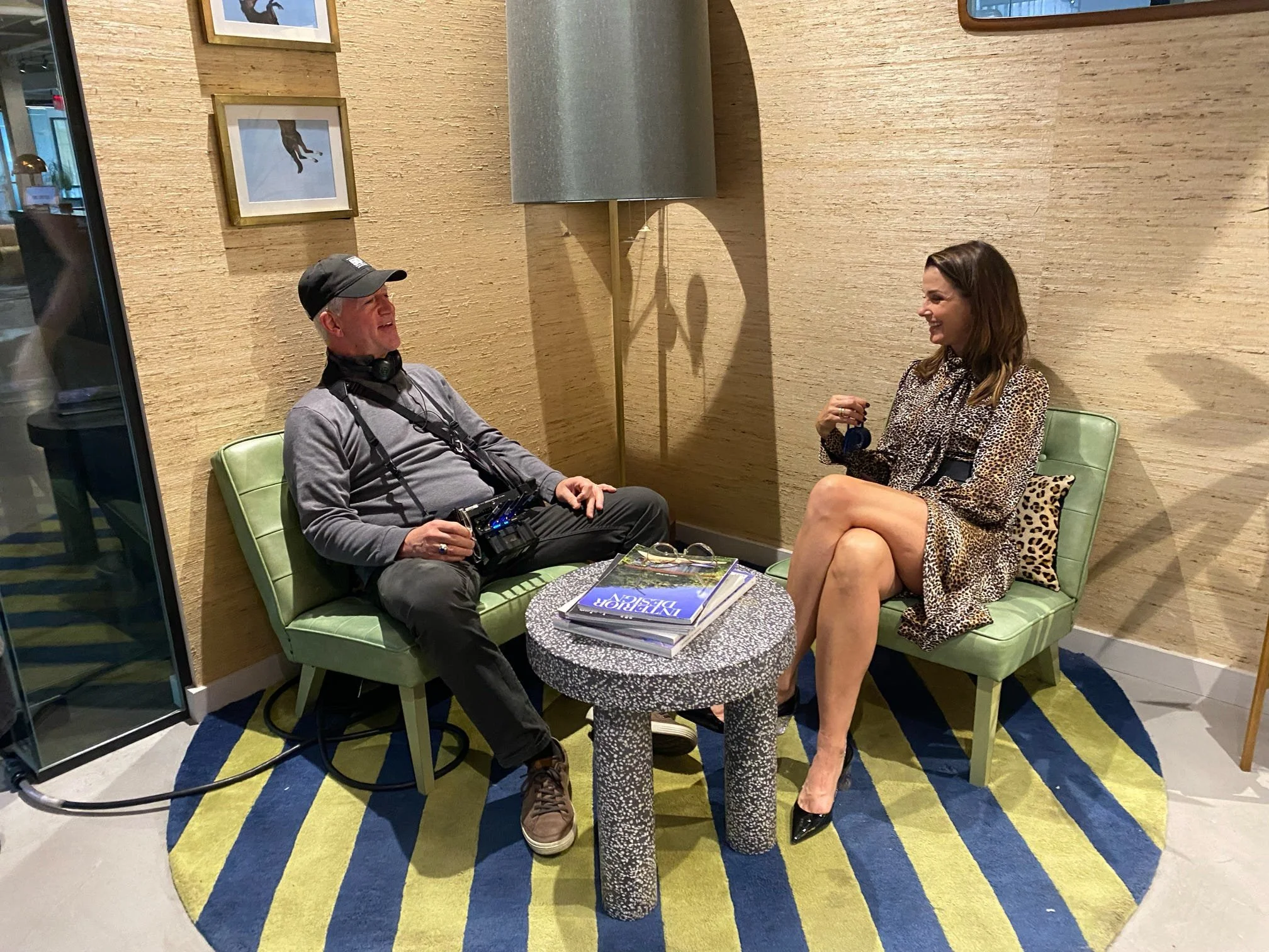 Director Gregory Jbara and Bridget Moynahan as Linda Weiss between takes