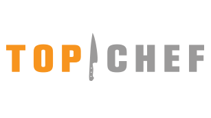 Top Chef logo with a knife in place of the letter 'I' in the word 'TOP'