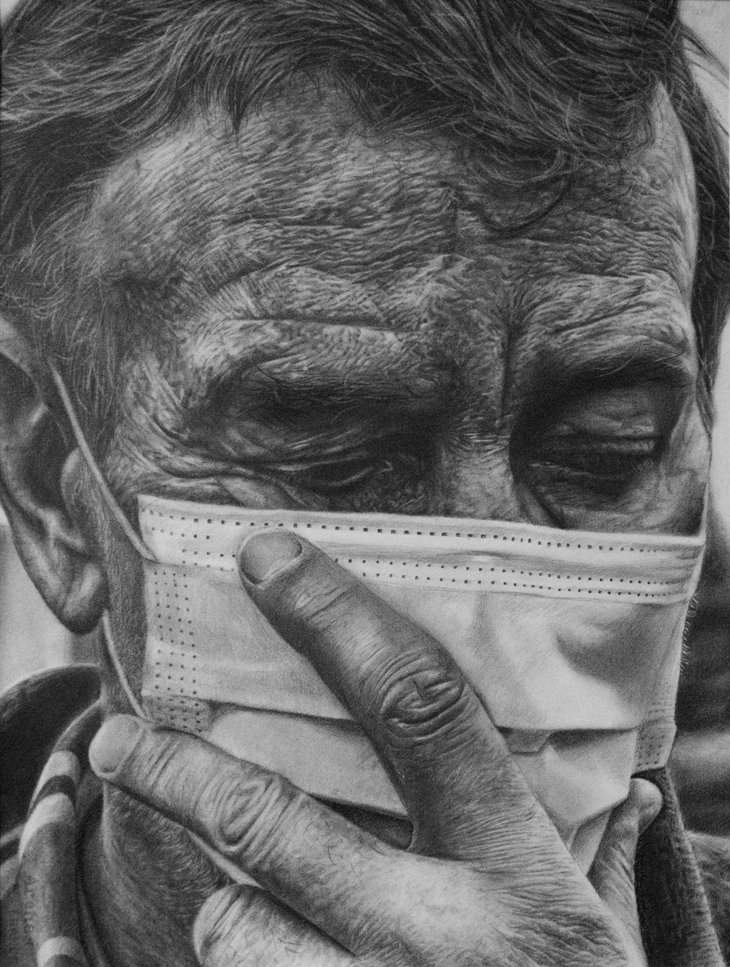 "Resilience", graphite on paper, 24 × 30 in