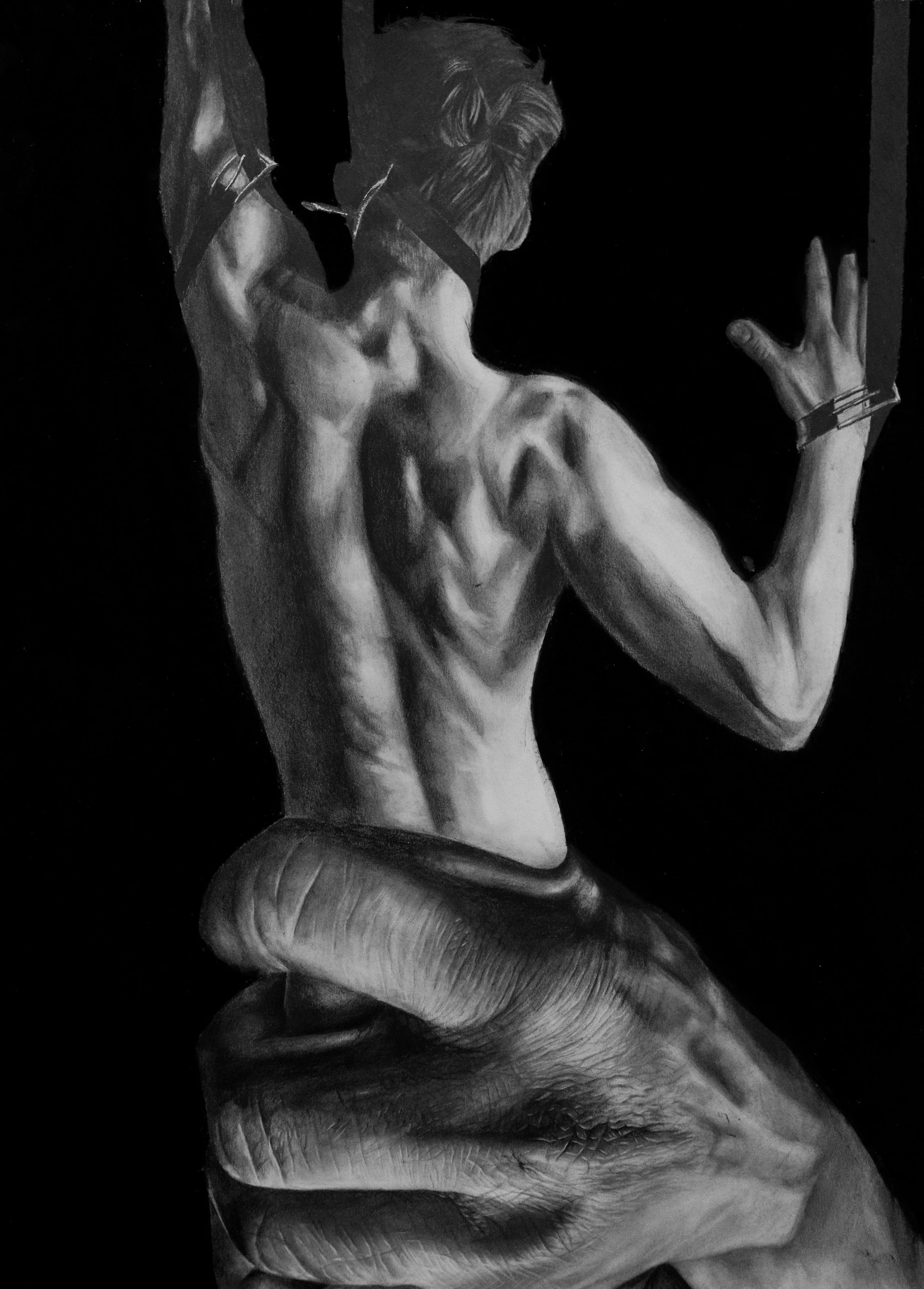 “The Conflict of Heart”, graphite on paper, 20 x 30 in