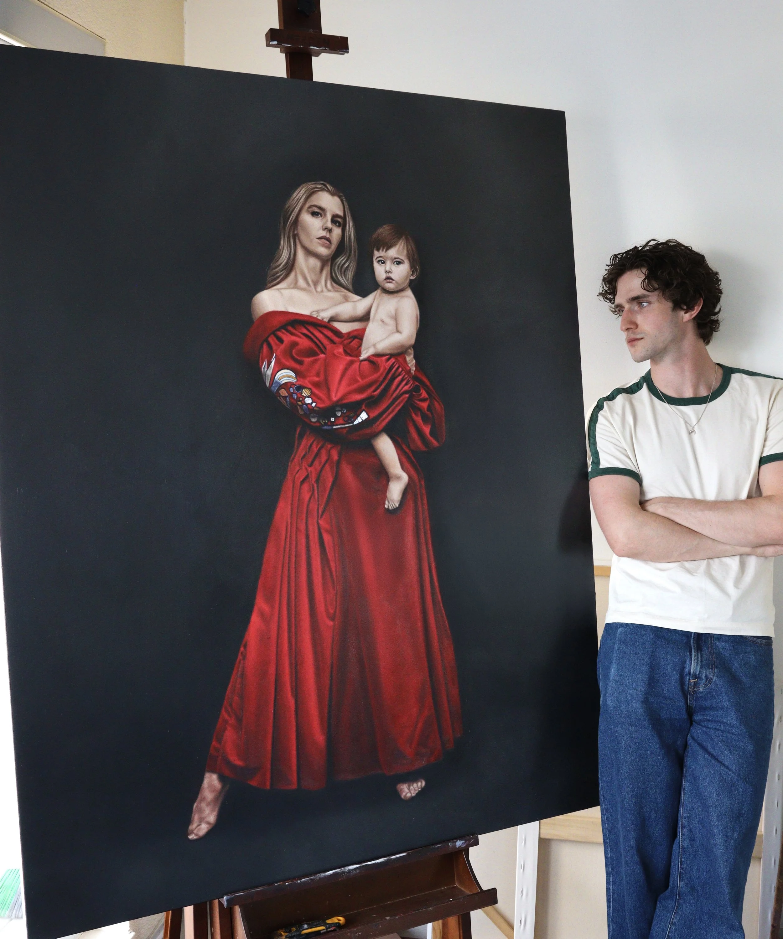 "Figure in Red", oil on canvas, 60 × 48 in