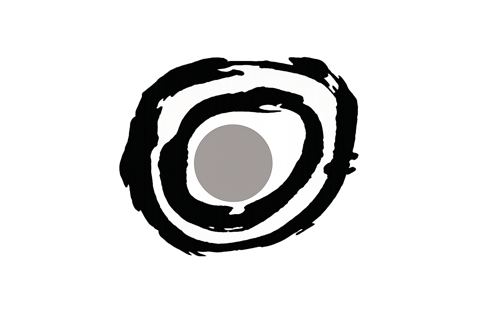 Abstract circular brushstroke with central circle symbolizing formation and wholeness