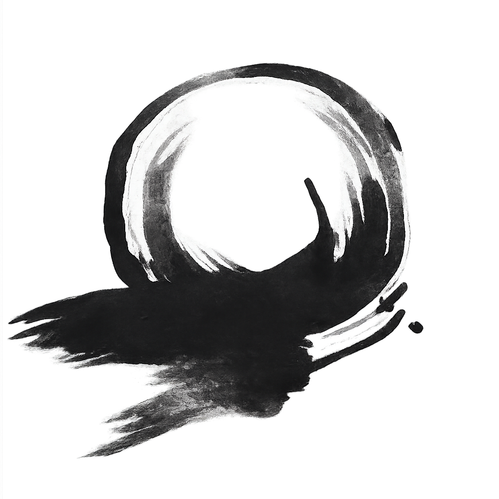 Abstract ink circle representing a circle of practice and shared reflection