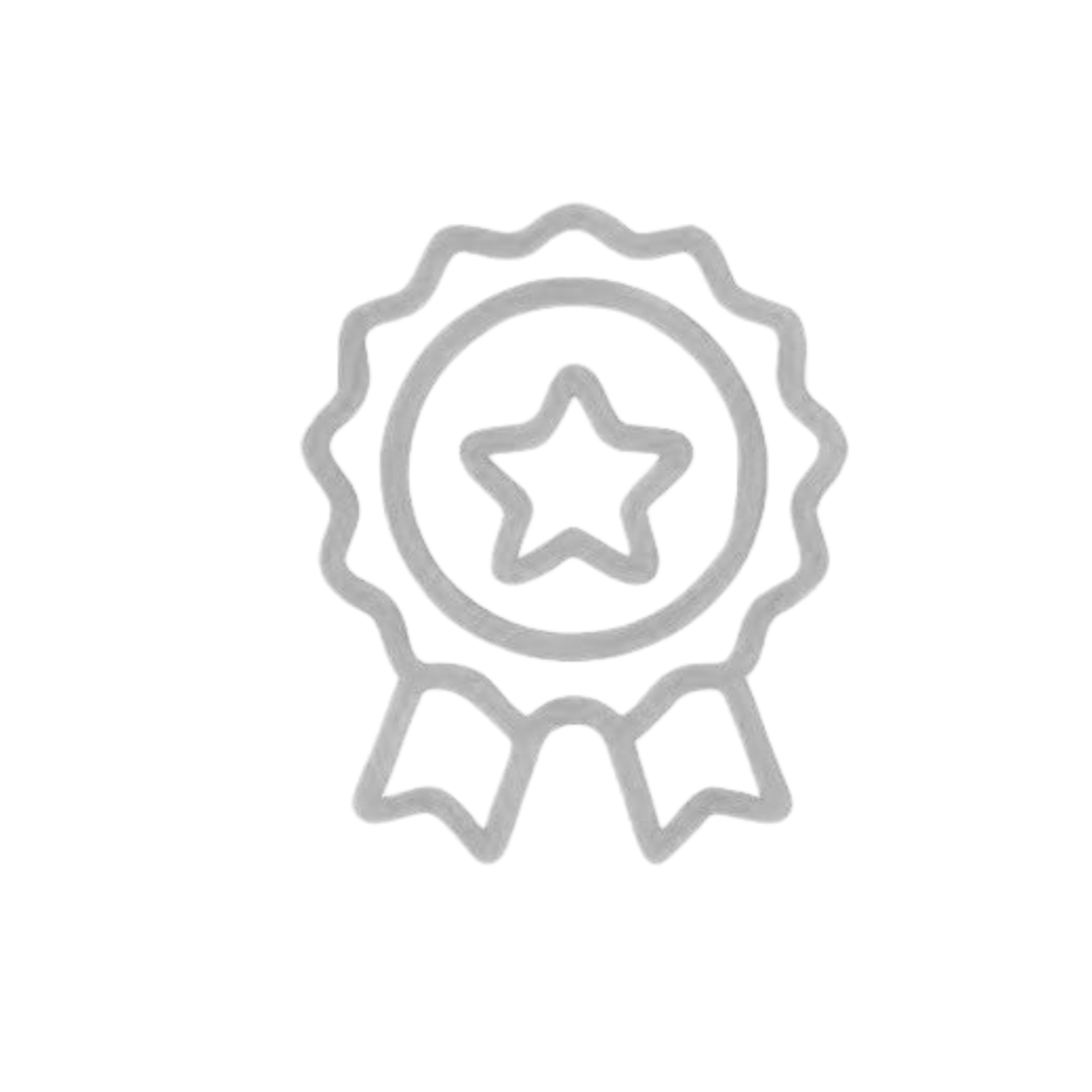 Neon outline of a badge with a star in the center, surrounded by a circular ribbon and a scalloped border.