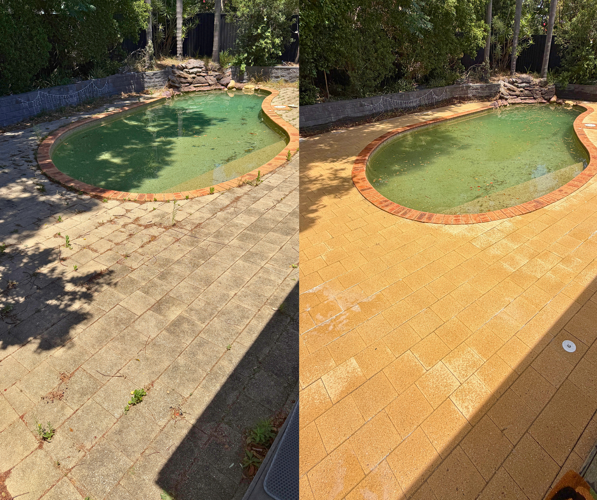Pool area pressure cleaning