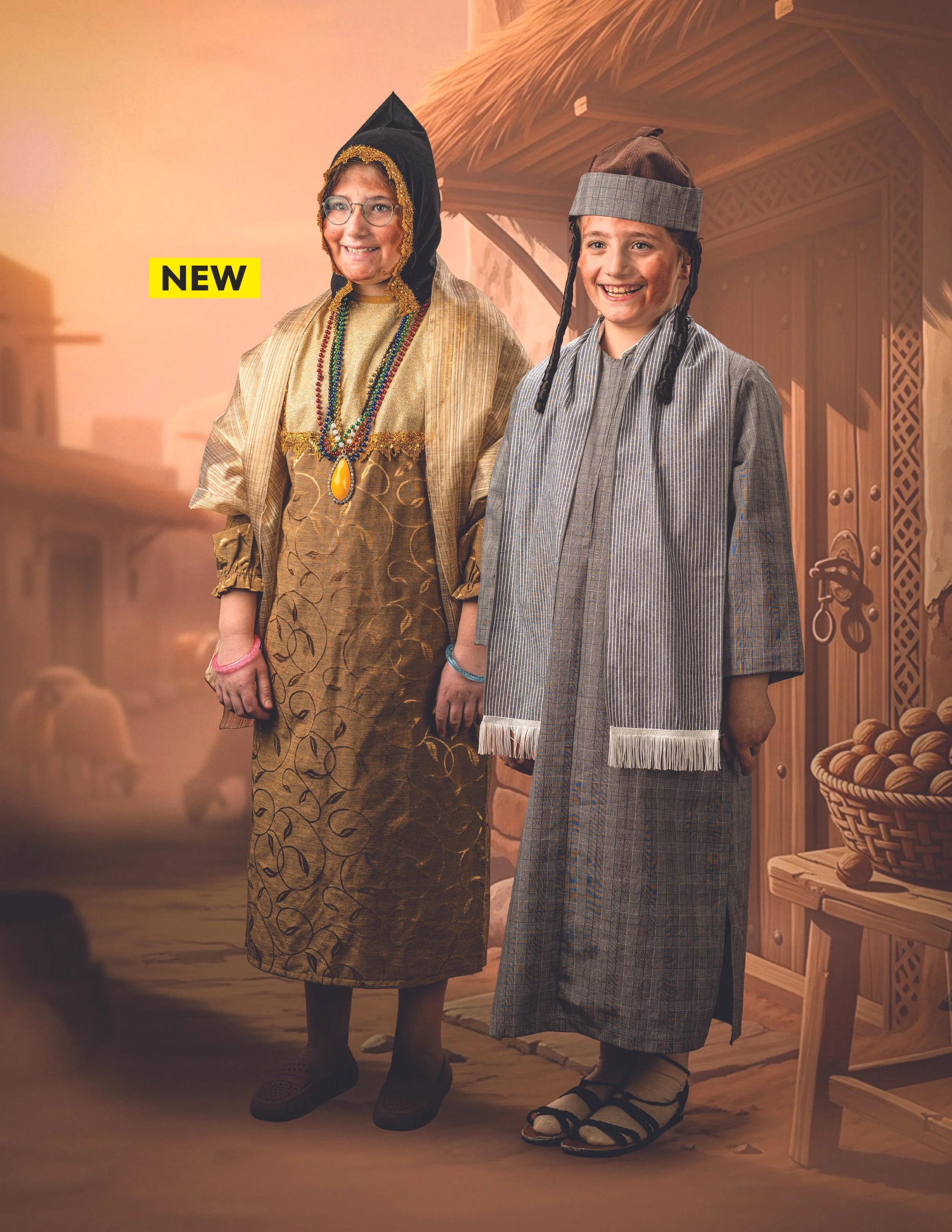 A girl dressed in traditional Dutch clothing holding a basket, standing in front of a sepia-toned background depicting a horse and carriage. There is a yellow label with black text reading "NEW" in the top right corner. The text "The Holland Girl" is on the left side of the image.