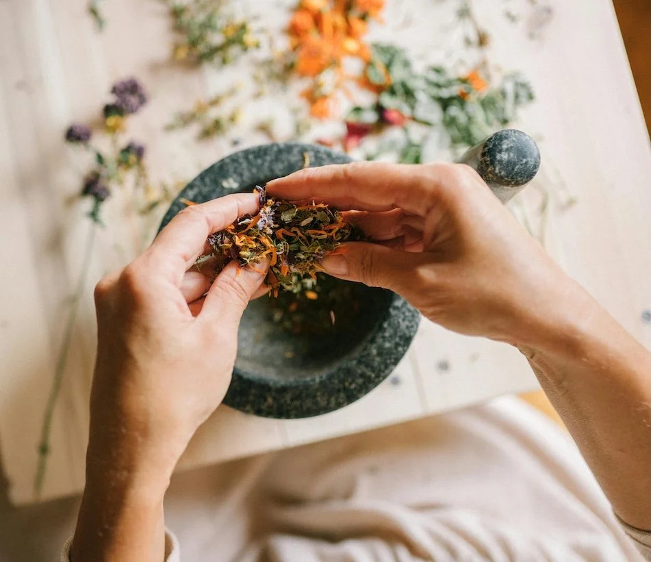 Herbal preparation for naturopathic care at The Healing Meadow Naturopathy in Wellard WA, supporting women through perimenopause and energy imbalance.