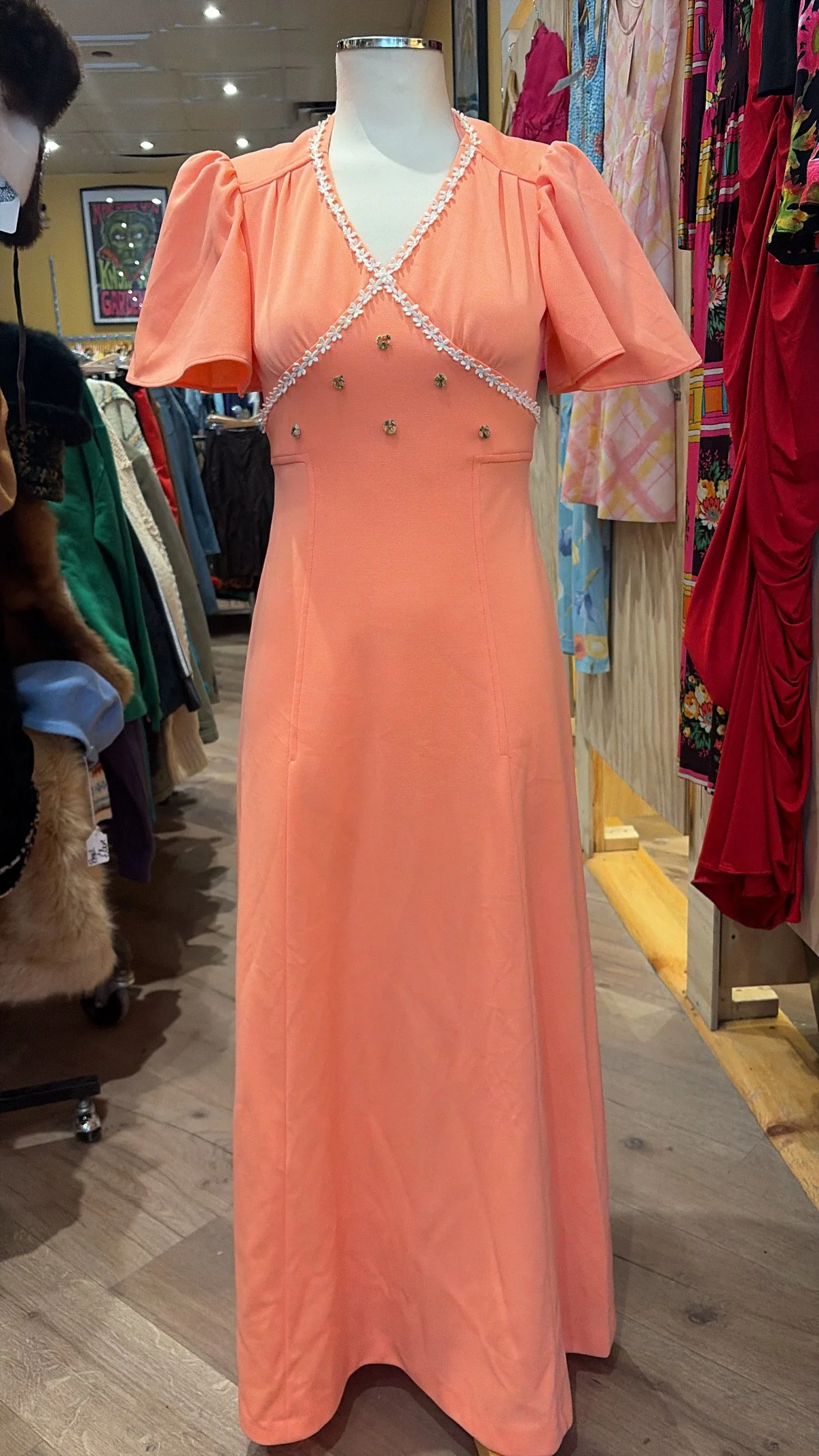 60'S PEACH MAXI DRESS