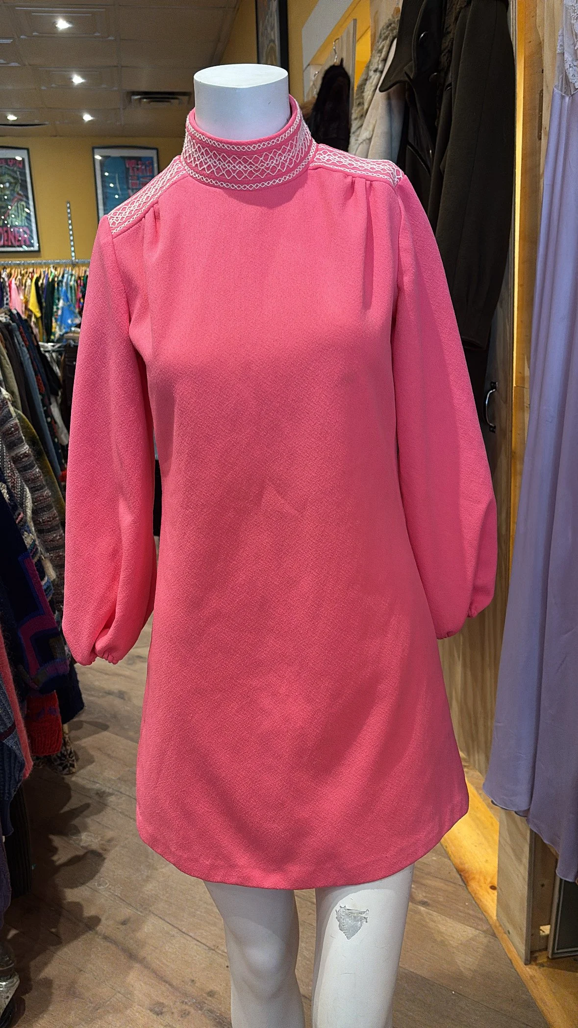 60'S BUBBLE GUM PINK MINI DRESS