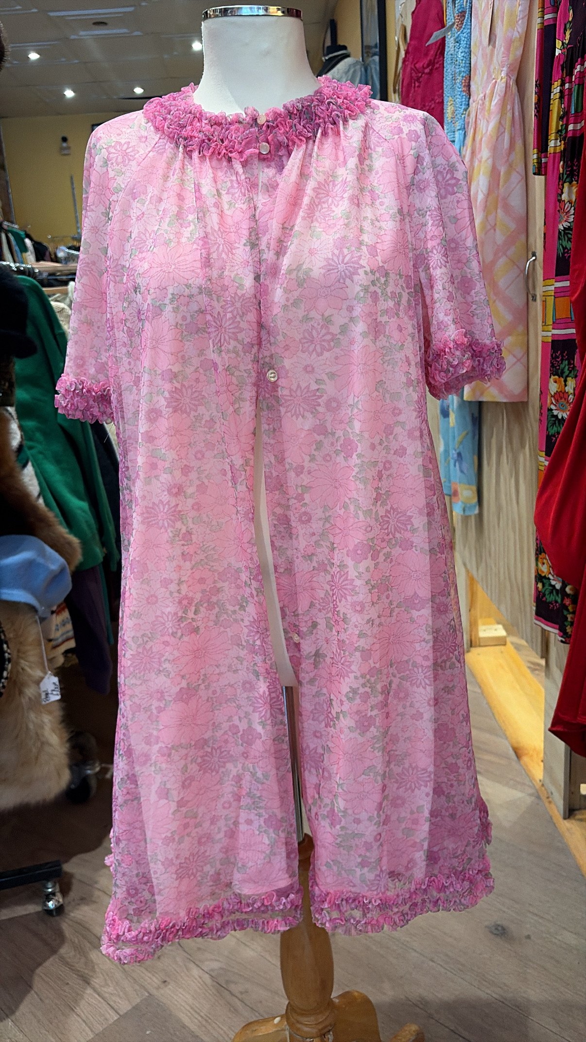 60'S SHEER FLORAL ROBE