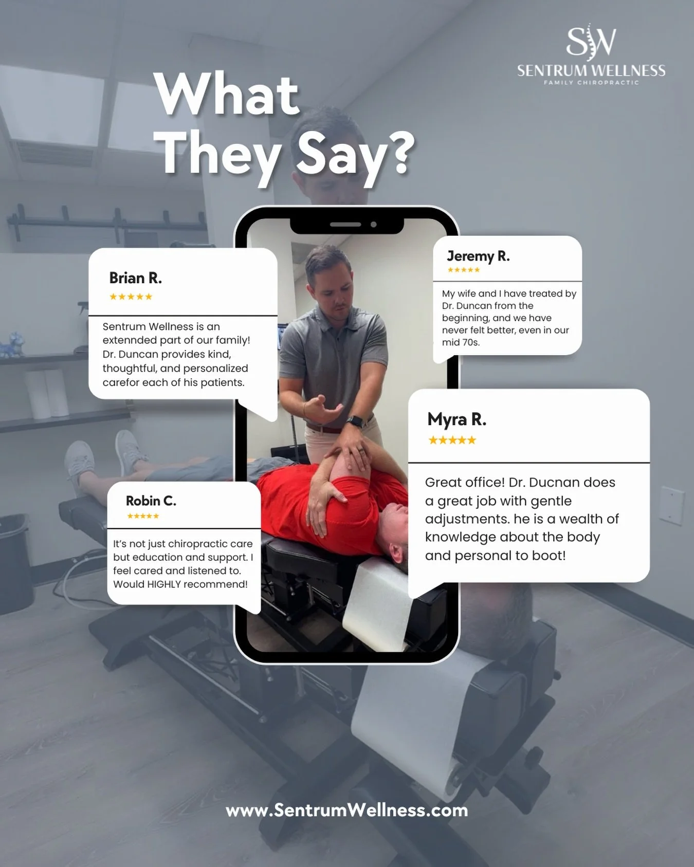 Nothing means more to us than hearing how our patients are feeling better, moving better, and getting back to doing what they love. 🙌

At Sentrum Wellness, we take pride in providing personalized care &mdash; from advanced imaging and customized adj