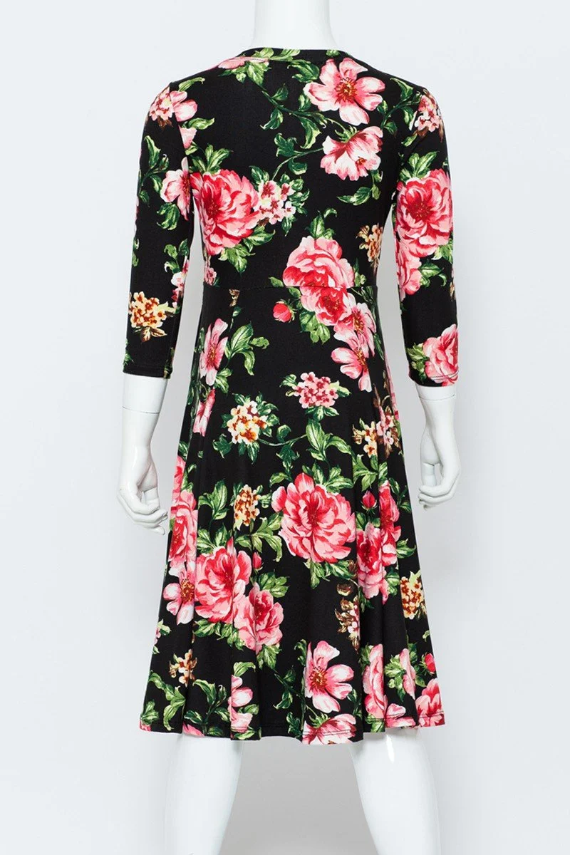 Princess Aline floral black with full skirt - back.jpg