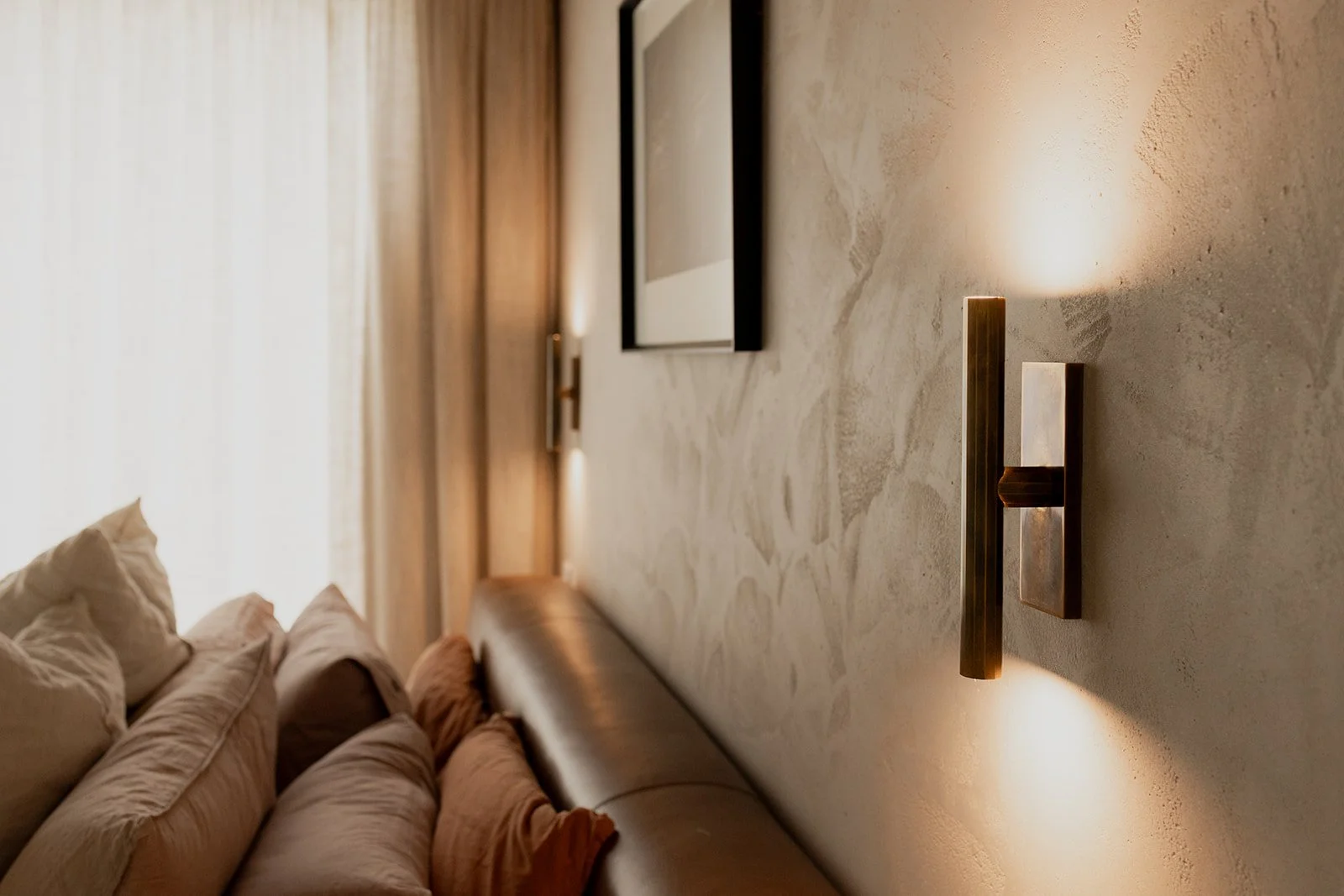Little details and bedroom feature lighting in a home built by Diemarco Builders Queenstown.
